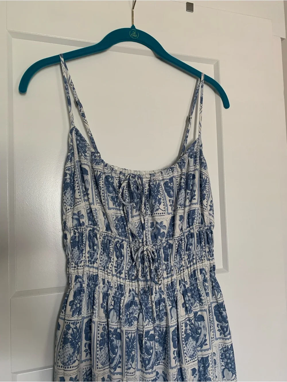 Abercrombie & Fitch Coastal Blue Printed Maxi Dress Small NWT 🍋